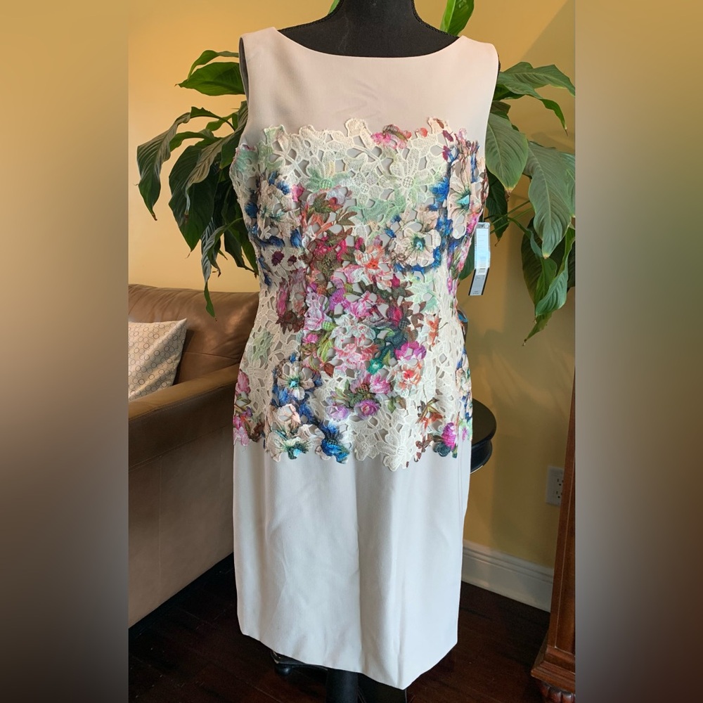 NWT! Tahari floral lace sheath dress - size 10